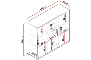 Sherie Vitrinskåp 120x104 cm - Vit/Grå - Products - Förvaring - Skåp - Vitrinskåp