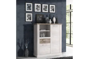 Talebi Skänk 41 cm djup 110 cm bred 128 cm hög Ljust Trä - Brun/Vit - Products - Förvaring - Skåp - Vitrinskåp