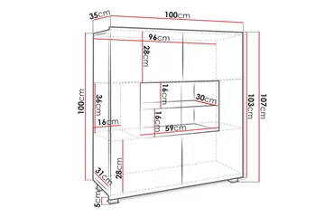 Tessan Vitrinskåp 100x107 cm - Vit - Products - Förvaring - Skåp - Vitrinskåp
