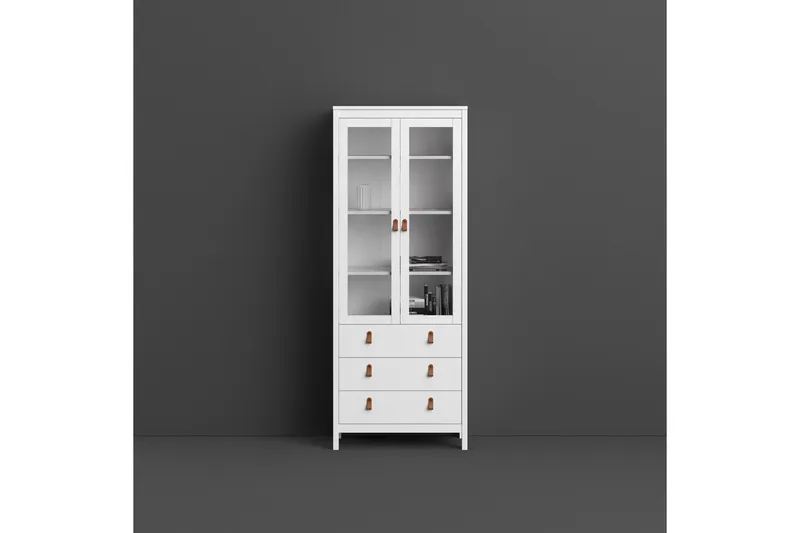 Vallvidera Vitrinskåp 33 cm djup 78 cm bred 199 cm hög Ljust Trä Glas - Vit - Products - Förvaring - Skåp - Vitrinskåp