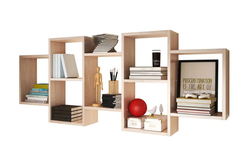 Trio Vägghylla 161x18x65 cm, Beige