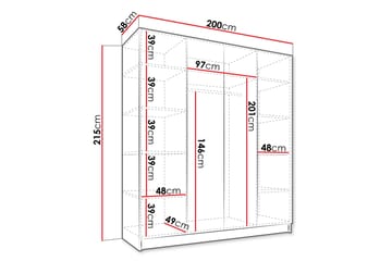 Vadstena Garderob med Spegel 200 cm - Svart/Guld - Products - Förvaring - Garderober & garderobssystem