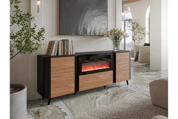 Clement Byrå 200 cm - Svart/Brun - Products - Inredning - Kaminer - Kamin utan skorsten - Elkamin