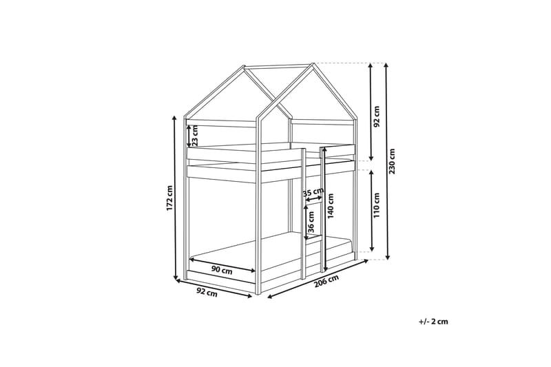 Fallon Våningssäng Två Liggplatser 90x200 - Vit - Products - Möbler - Barnmöbler - Barnsäng & juniorsäng - Loftsäng barn