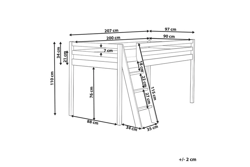 Låg våningssäng Ascoux - Vit - Products - Möbler - Barnmöbler - Barnsäng & juniorsäng - Loftsäng barn