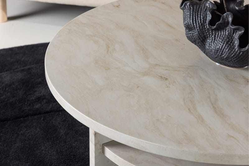 Ålesund Runt Travertin Soffbord 85 cm - Beige - Products - Möbler - Bord & matgrupp - Soffbord