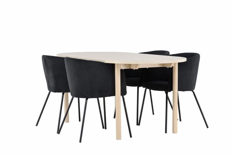 Andy Matgrupp 180 cm Oval med 4 Berit stolar - Whitewash/Svart - Products - Möbler - Bord & matgrupp - Matgrupp