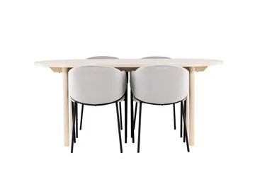 Andy Matgrupp 180 cm Oval med 4 Evelina stolar - Whitewash/Grå - Products - Möbler - Bord & matgrupp - Matgrupp