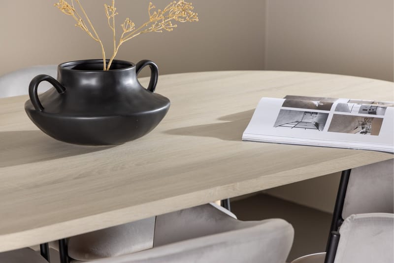 Andy Matgrupp 180 cm Oval med 4 Evelina stolar - Whitewash/Grå - Products - Möbler - Bord & matgrupp - Matgrupp