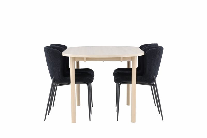 Andy Matgrupp 180 cm Oval med 4 Modesto stolar - Whitewash/Svart - Products - Möbler - Bord & matgrupp - Matgrupp
