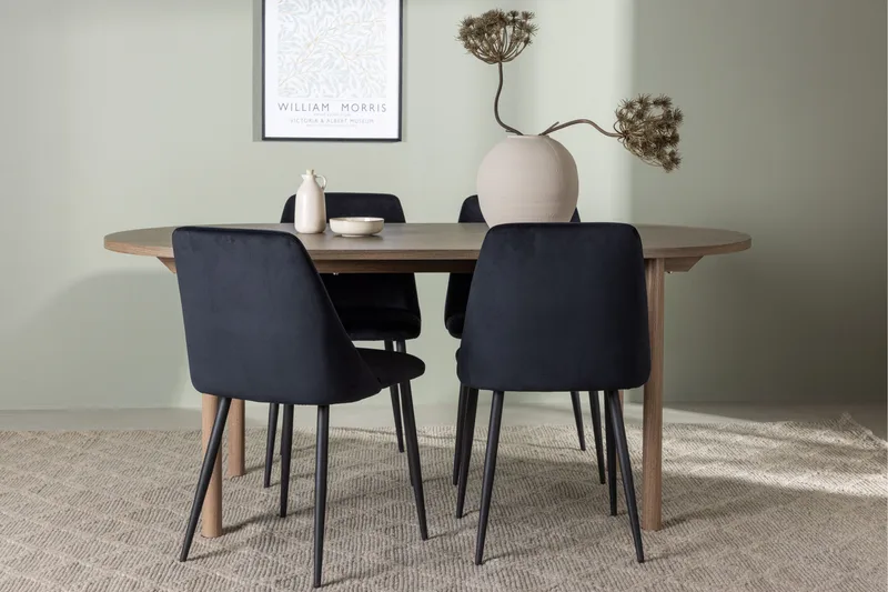 Andy Matgrupp 180 cm Oval med 4 Night stolar - Svart - Products - Möbler - Bord & matgrupp - Matgrupp