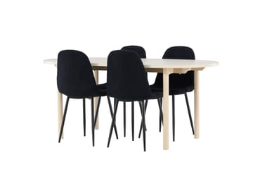 Andy Matgrupp 180 cm Oval med 4 Polar stolar - Whitewash/Svart - Products - Möbler - Bord & matgrupp - Matgrupp