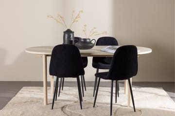 Andy Matgrupp 180 cm Oval med 4 Polar stolar - Whitewash/Svart - Products - Möbler - Bord & matgrupp - Matgrupp
