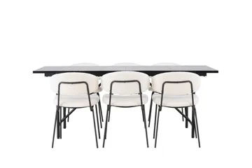 Astrid Matgrupp 200 cm Rektangulär med 6 Chico Stolar - Svart - Products - Möbler - Bord & matgrupp - Matgrupp