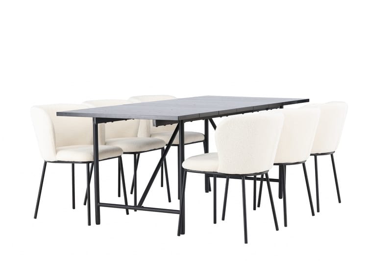Astrid Matgrupp 200 cm Rektangulär med 6 Edina Stolar - Svart - Products - Möbler - Bord & matgrupp - Matgrupp