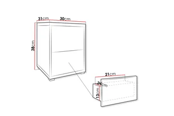 Agawal Sängbord 30 cm - Beige - Products - Möbler - Bord & matgrupp - Avlastningsbord & sidobord - Sängbord & nattduksbord