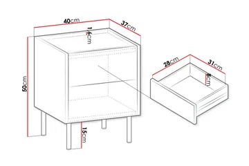 Akihito Sängbord 40 cm - Brun - Products - Möbler - Bord & matgrupp - Avlastningsbord & sidobord - Sängbord & nattduksbord