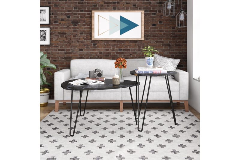 Athena Satsbord Svart/Marmormönster - Novogratz - Products - Möbler - Bord & matgrupp - Avlastningsbord & sidobord - Satsbord