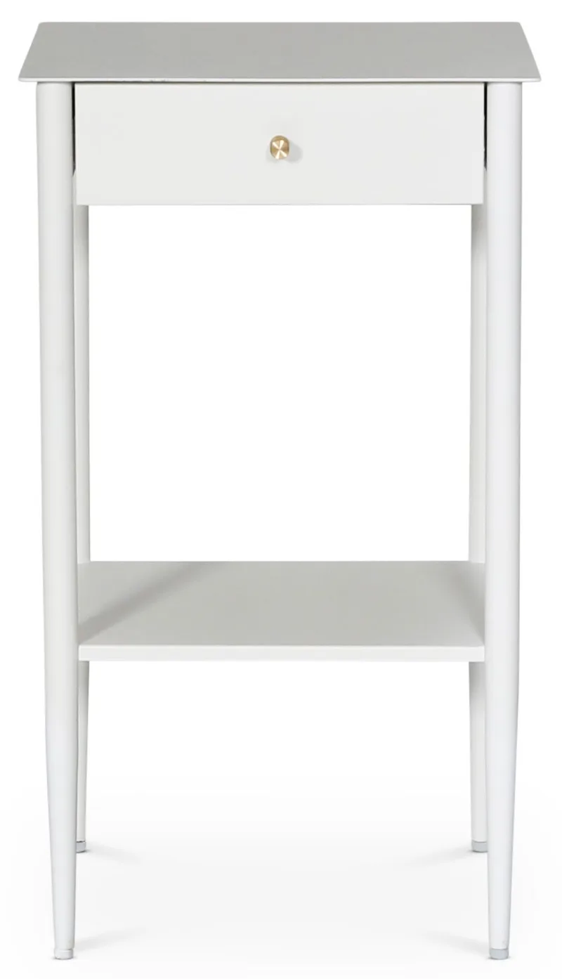 Flash sängbord - Vit metall / Mässing, Vit