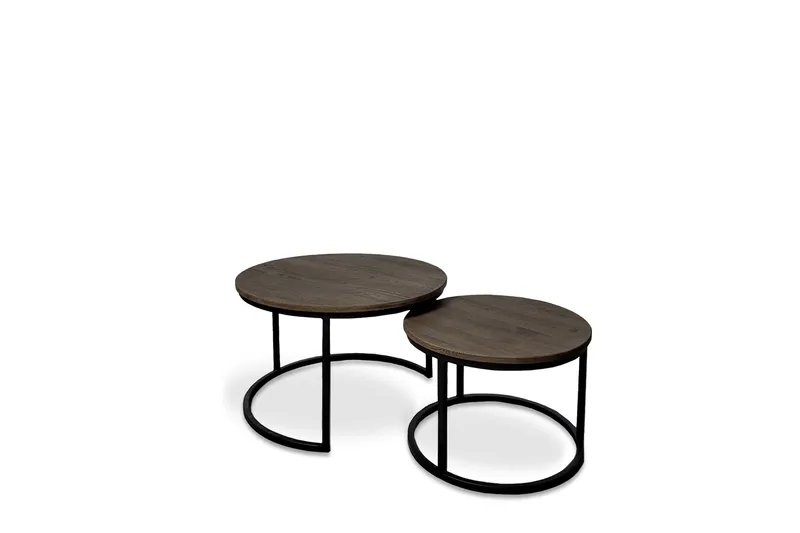 Portland Satsbord 75 cm Runt i massivt trä, Mörkbrun/Svart