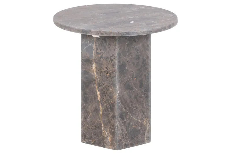 Prisa Runt Sidobord i Marmor Sten 50 cm, Grå / Brun