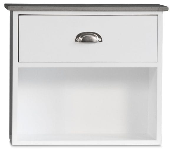 Sängbord Hugo vägghängt med 1 låda - Vit/Cement - Vit/cement - Products - Möbler - Bord & matgrupp - Avlastningsbord & sidobord - Sängbord & nattduksbord