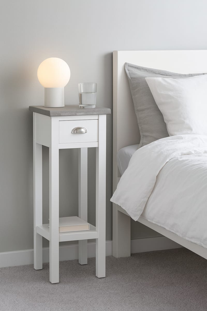 Sängbord med cementskiva - Hugo - Vit - Products - Möbler - Bord & matgrupp - Avlastningsbord & sidobord - Sängbord & nattduksbord