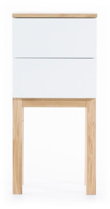 Sängbord vit med ek 75 cm - Vit - Ek - Products - Möbler - Bord & matgrupp - Avlastningsbord & sidobord - Sängbord & nattduksbord