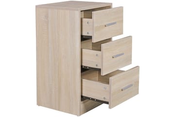 Sängbord Wohnling för resårbotten, 68 cm hög och 3 lådor i modern design Sonoma - Sonoma - Products - Möbler - Bord & matgrupp - Avlastningsbord & sidobord - Sängbord & nattduksbord