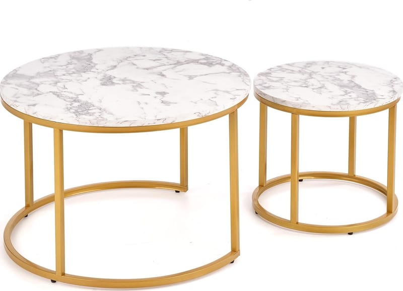 Satsbord Ø38/60 cm - Vit marmoreffekt / guld - Vit marmor/guld - Products - Möbler - Bord & matgrupp - Avlastningsbord & sidobord - Satsbord