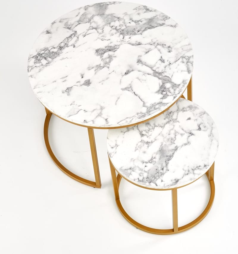Satsbord Ø38/60 cm - Vit marmoreffekt / guld - Vit marmor/guld - Products - Möbler - Bord & matgrupp - Avlastningsbord & sidobord - Satsbord