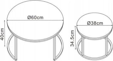 Satsbord Ø38/60 cm - Vit marmoreffekt / guld - Vit marmor/guld - Products - Möbler - Bord & matgrupp - Avlastningsbord & sidobord - Satsbord