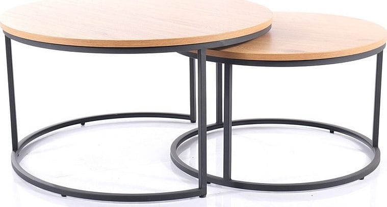 Satsbord ek/svart Ø80/60 cm - Atlanta - Ek/svart - Products - Möbler - Bord & matgrupp - Avlastningsbord & sidobord - Satsbord