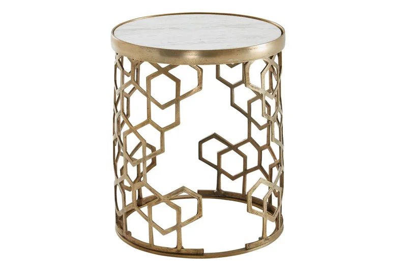 Sido bord Wohnling Äkta marmor rund 44 cm honungskake-optik bas modern - Products - Möbler - Bord & matgrupp - Avlastningsbord & sidobord - Brickbord & småbord