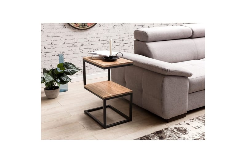 Sido bord Wohnling Massivt trä, S Cube, metallram i lantlig stil Akacia - Akacia - Products - Möbler - Bord & matgrupp - Avlastningsbord & sidobord - Brickbord & småbord