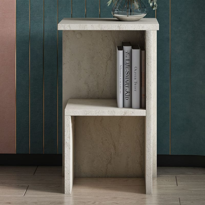 Tunel Nattduksbord 29,6x50x29,6 cm - Travertin - Products - Möbler - Bord & matgrupp - Avlastningsbord & sidobord - Sängbord & nattduksbord