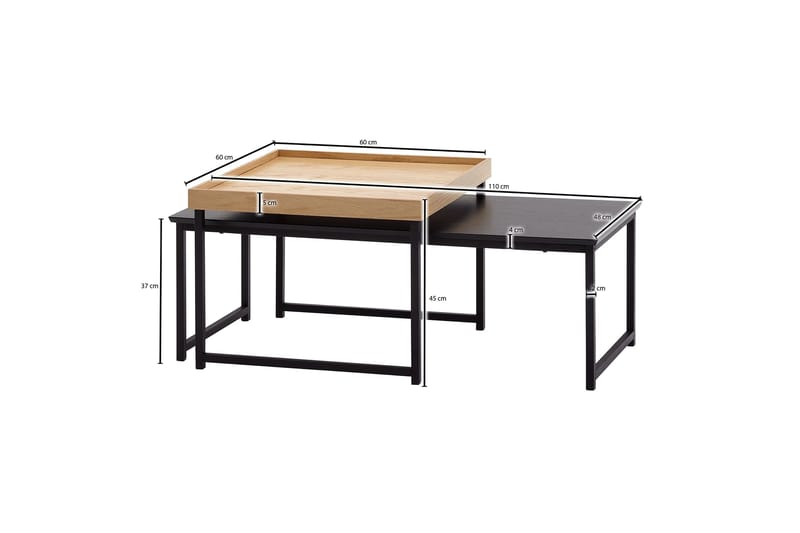 Wilhem Satsbord 110 cm Fyrkantig - Natur - Products - Möbler - Bord & matgrupp - Avlastningsbord & sidobord - Satsbord