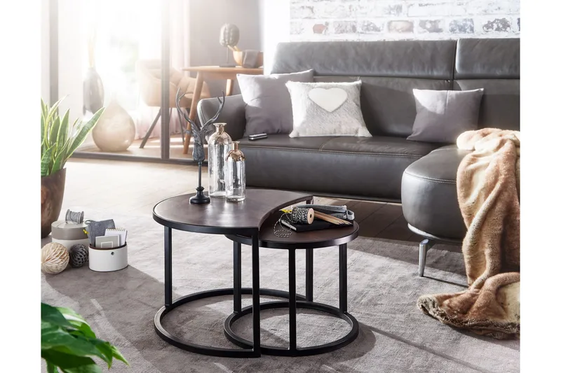 Willowdale Satsbord 60 cm Runt - Teak/Svart - Products - Möbler - Bord & matgrupp - Avlastningsbord & sidobord - Satsbord