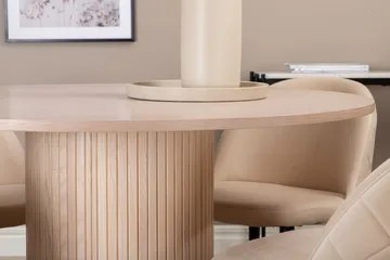 Biana Matgrupp 100 cm Rund inkl 4 Velvets Stolar - Beige/Svart - Products - Möbler - Bord & matgrupp - Matgrupp