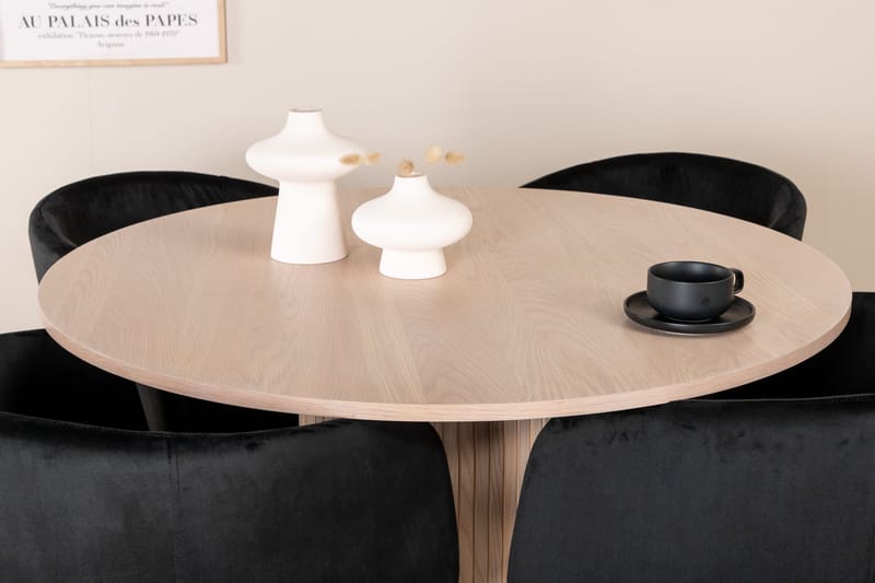 Bianca Matgrupp 110 cm Rund med 4 Berit stolar - Svart - Products - Möbler - Bord & matgrupp - Matgrupp