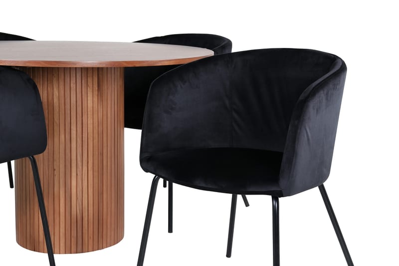 Bianca Matgrupp 110 cm Rund med 4 Berit stolar - Svart - Products - Möbler - Bord & matgrupp - Matgrupp