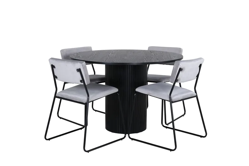 Bianca Matgrupp 110 cm Rund med 4 Kenth stolar, Svart