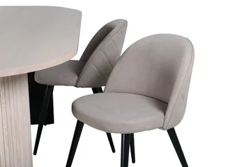 Bianca Matgrupp 200 cm Oval med 4 Velvet stolar - Beige - Products - Möbler - Bord & matgrupp - Matgrupp