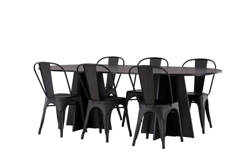 Bootcut Matbord 230x115 cm med 4 Tempe Stolar - Svart - Products - Möbler - Bord & matgrupp - Matbord & köksbord