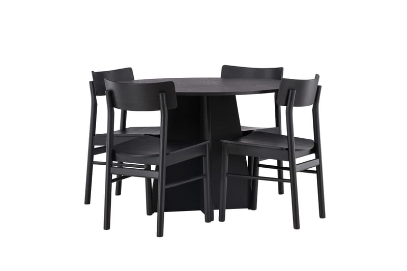 Bootcut Matgrupp + 4 stolar Rund - Svart - Products - Möbler - Bord & matgrupp - Matgrupp