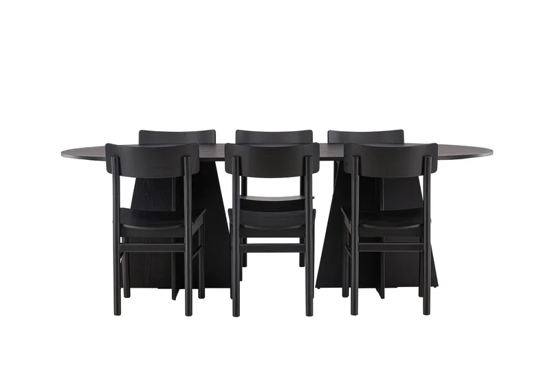 Bootcut Matgrupp + 6 stolar, Svart