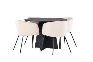 Bootcut Matgrupp 110 cm Rund med 4 Berit stolar - Beige - Products - Möbler - Bord & matgrupp - Matgrupp