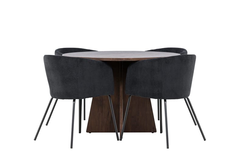 Bootcut Matgrupp 110 cm Rund med 4 Berit stolar - Mocca/Svart - Products - Möbler - Bord & matgrupp - Matgrupp