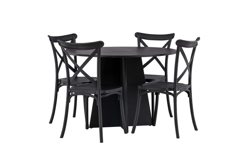 Bootcut Matgrupp 110 cm Rund med 4 Crosett stolar - Svart - Products - Möbler - Bord & matgrupp - Matgrupp