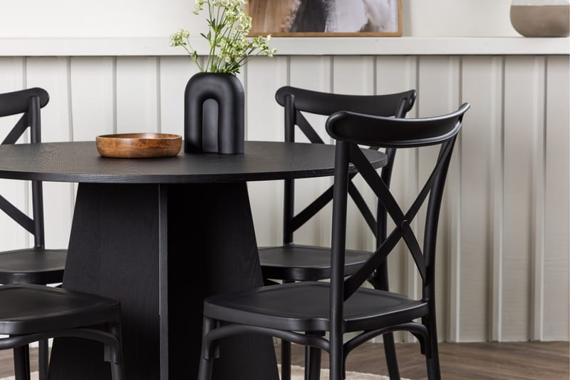 Bootcut Matgrupp 110 cm Rund med 4 Crosett stolar - Svart - Products - Möbler - Bord & matgrupp - Matgrupp